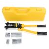 16T Hydraulic Crimping Tool 9 AWG to 600 MCM Battery Cable Crimping Tool 0.87 inch Stroke Hydraulic Lug Crimper Electrical Terminal Crimper with 13 Pa