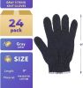 24 Pack Gray String Knit Gloves 9". Cotton Polyester Gloves. Washable Gloves with Elastic Knit Wrist. Medium Weight Gloves. Seamless Workwear Gloves 1