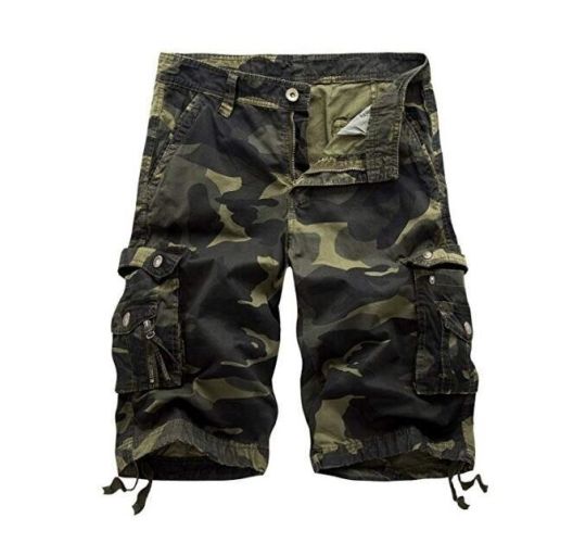 Mens Cotton Relaxed Fit Fit Outdoor Camouflage Camo Cargo Shorts
